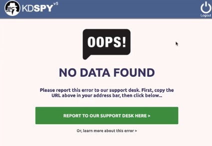 KDSPY No Data Found Error