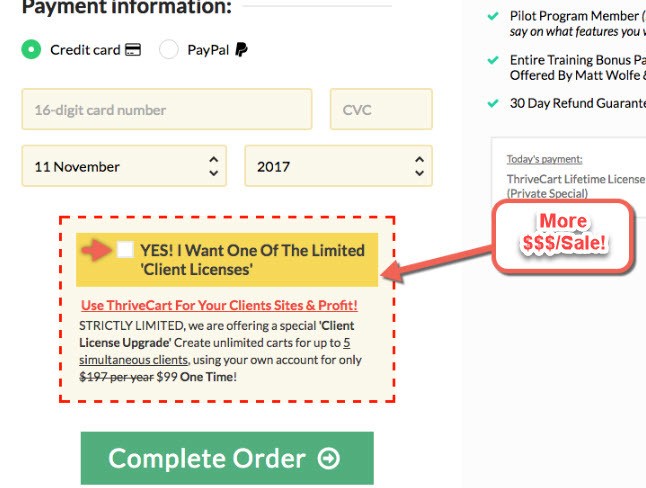 Cart payment option