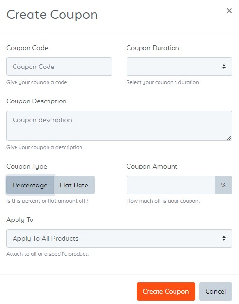 Coupon Code Marketplace Settings