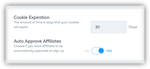 affiliate link settings