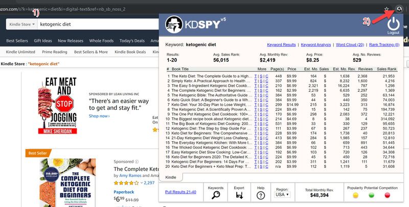KDSpy V5 Keyword Analysis with daily sales