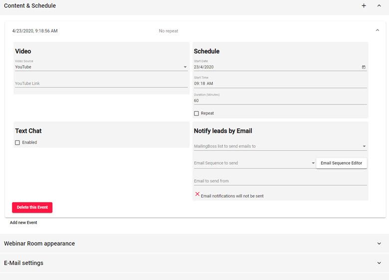 Webinar Settings