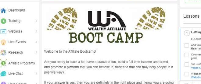 wealthy affiliate dashboard