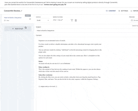 drag and drop account settings