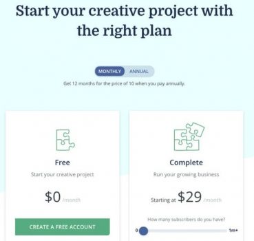 ConvertKit Pricing Page Image
