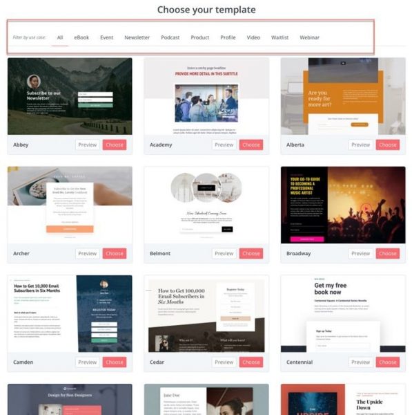 simple landing page library