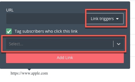 email marketing link triggers