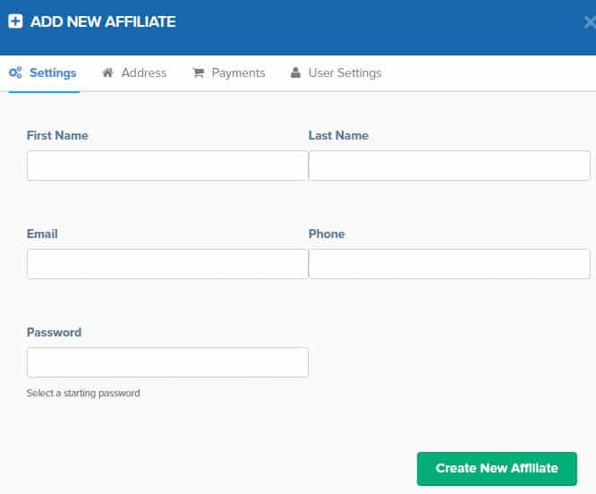 add new affiliate member to your affiliate program