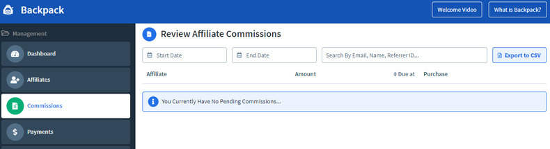 Backpack Affiliate Tracking
