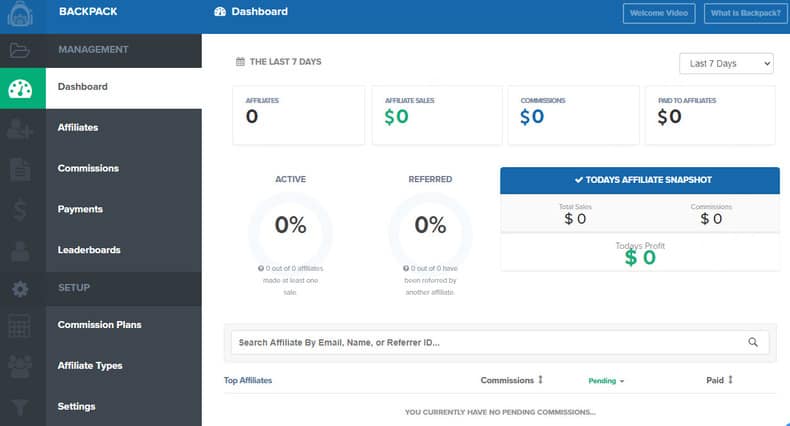 Backpack Dashboard