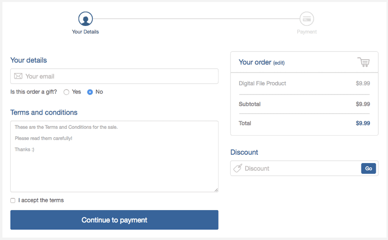 Sendowl Demo Checkout Cart