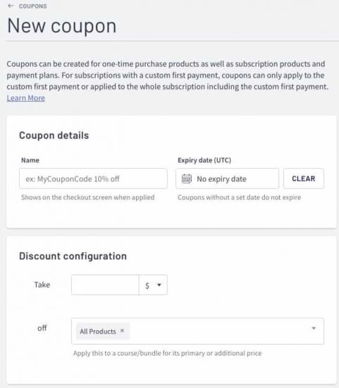 selling courses with coupon codes