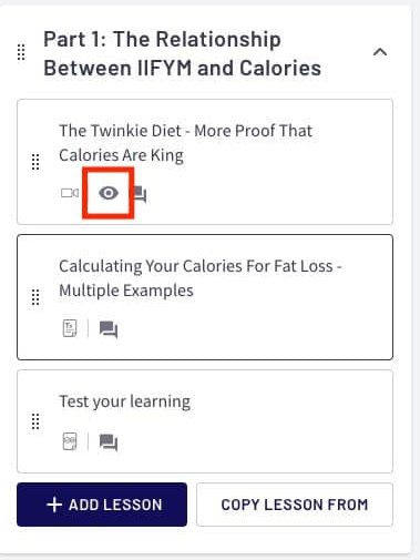 course pages control