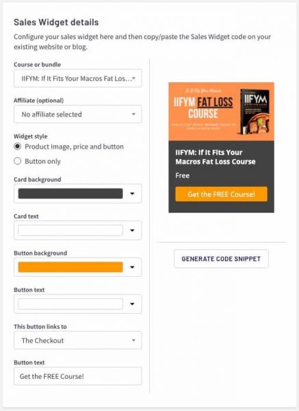 sell courses with widgets