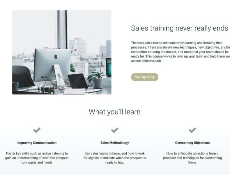 course sales page