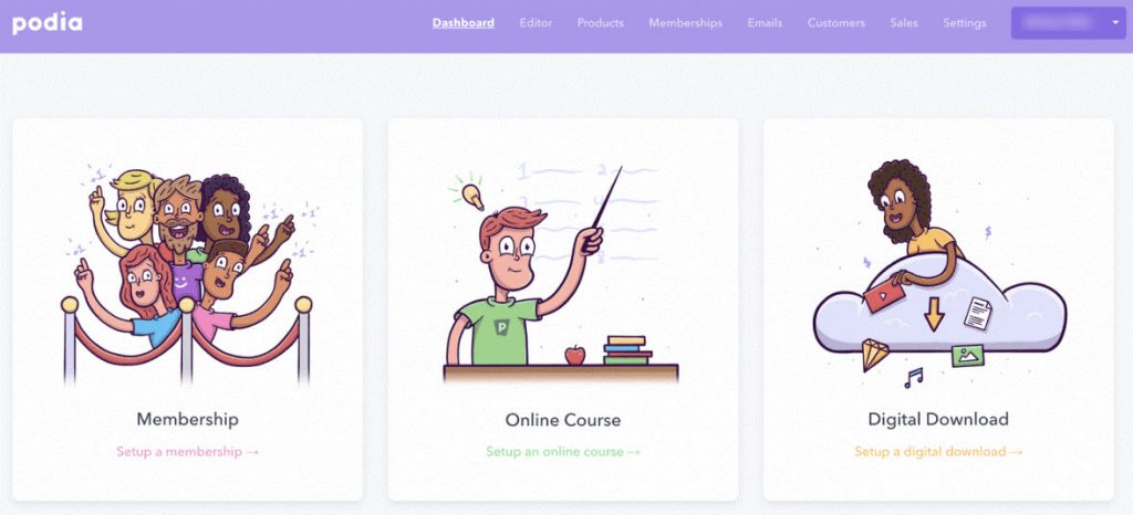 Podia Dashboard