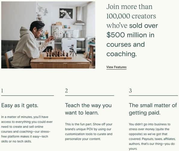 sell courses with teachable