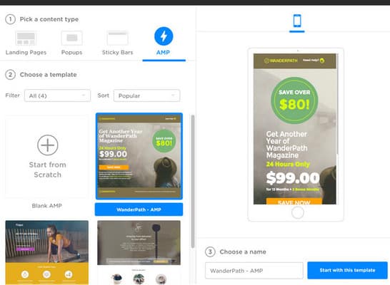 best landing page builder for amp