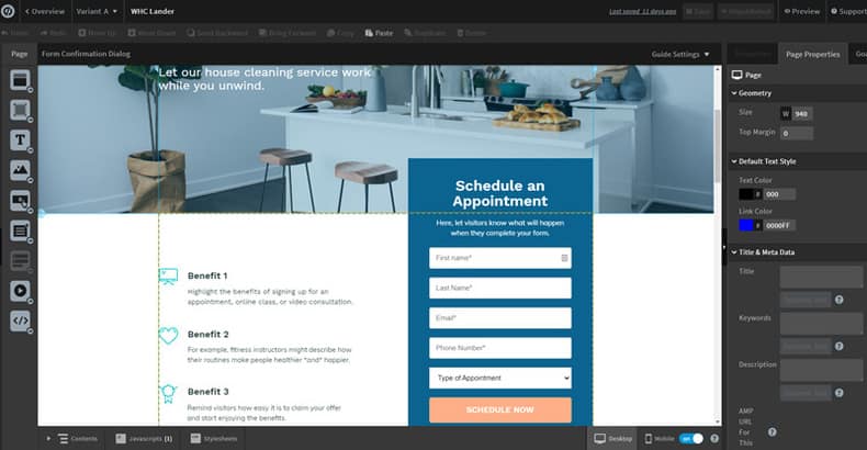 own landing page