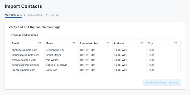 importing contacts