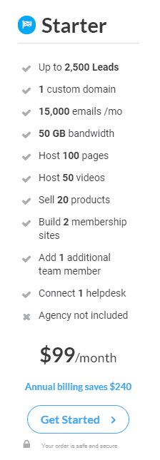 starter plan is 99