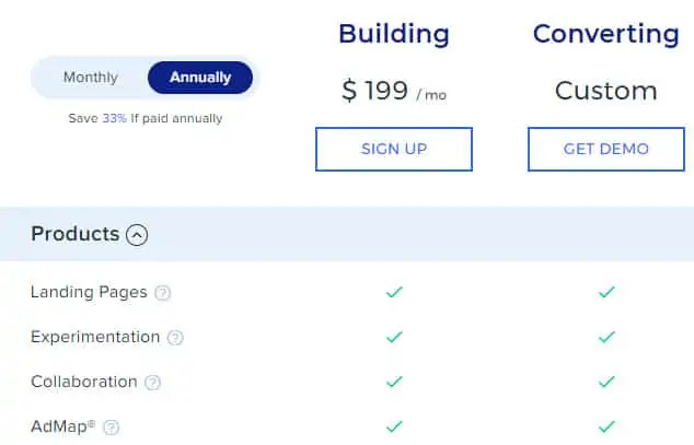 instapage pricing plans