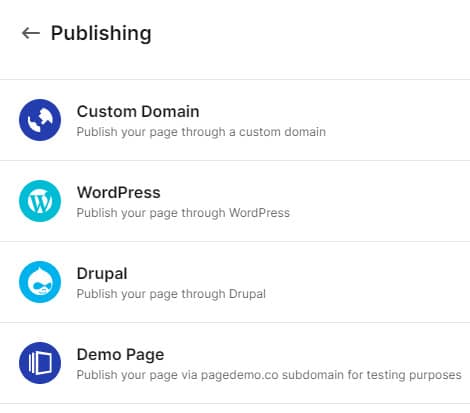 publishing options