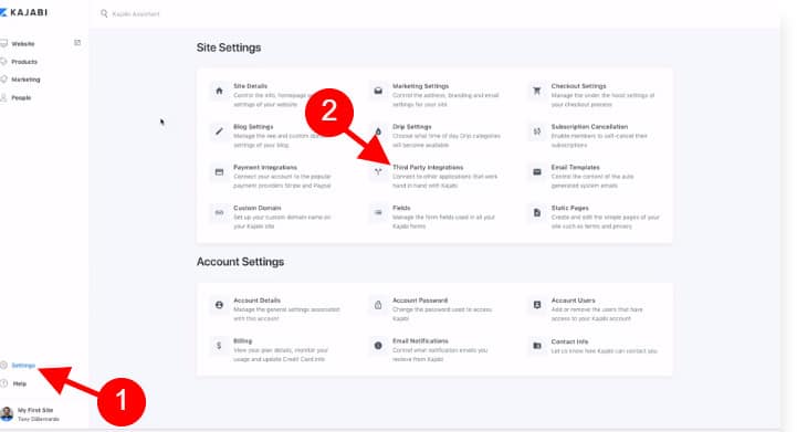 Access The Third Party Integrations Feature On Kajabi