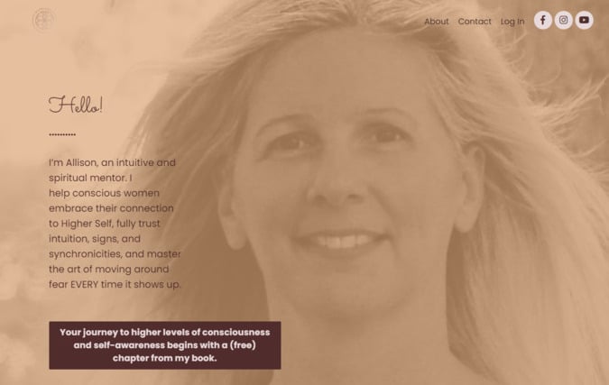 screenshot of Allison Sutter website page