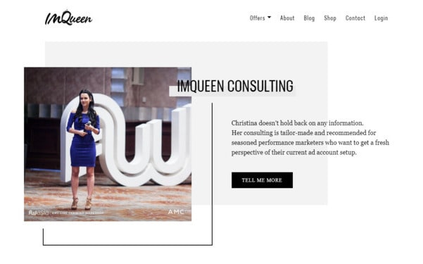 screenshot of ImQueen Consulting