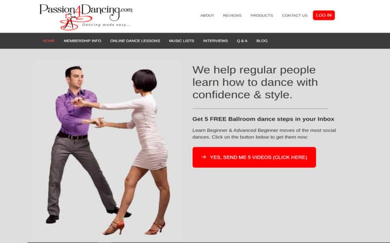Passion 4 Dancing Website Home Page