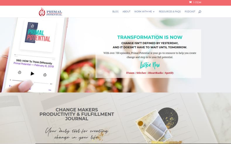 Primal Potential Website Home Page