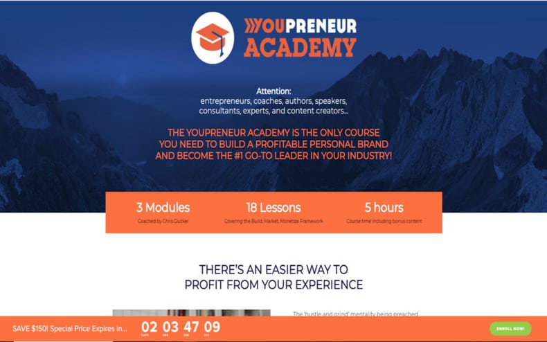 Youpreneur Academy Website Home Page 