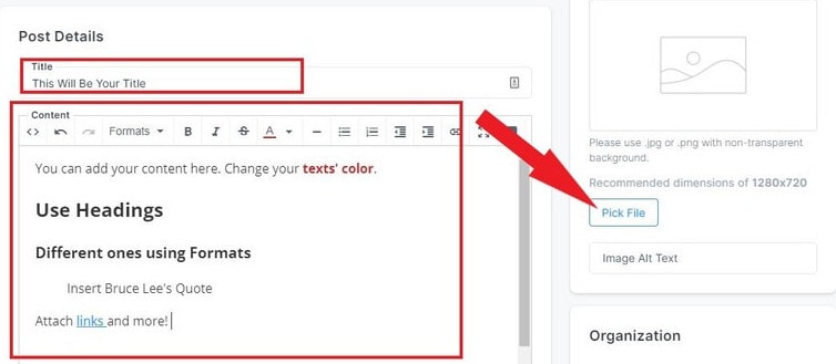 adding images or other media file on kajabi blog
