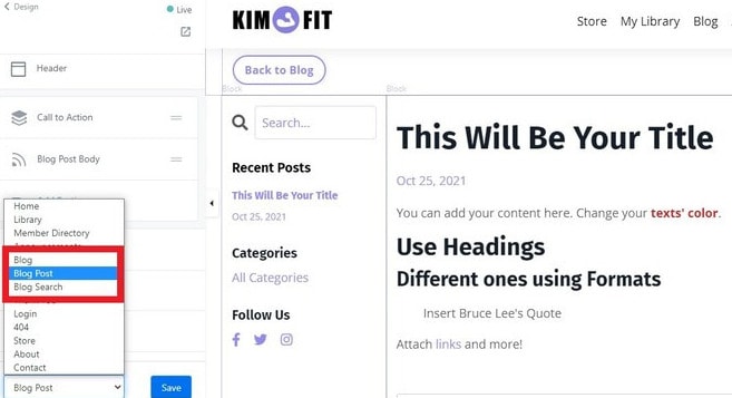 customizing kajabi blog