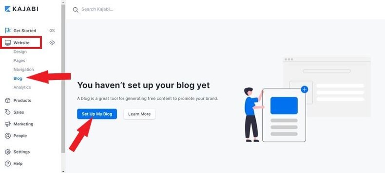 setting up the kajabi blog
