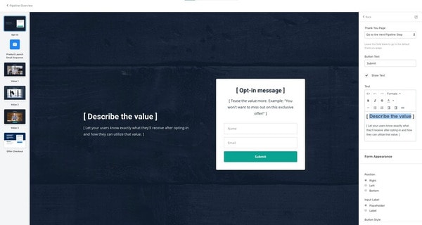 Kajabi Pipeline Page builder