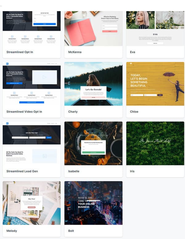 Kajabi collection of opt-in pages