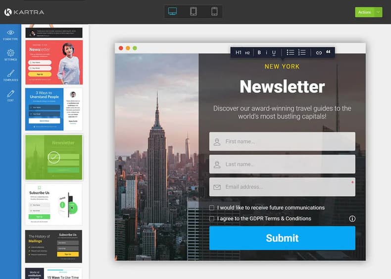 list building form