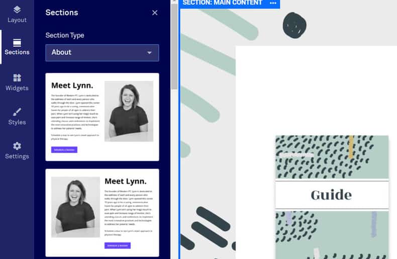 landing page sections