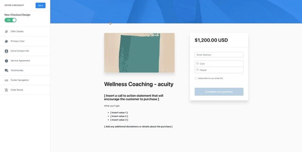 Image from https://help.kajabi.com/hc/en-us/articles/360043284774-How-to-Customize-Your-Checkout-Page