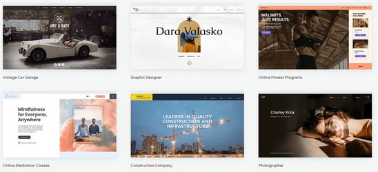 preview of wix website customizable templates