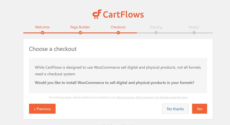 create checkout pages setting