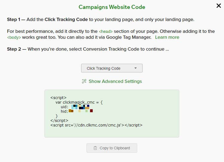 campaign tracking code