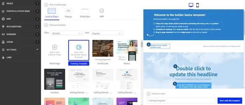 landing page templates