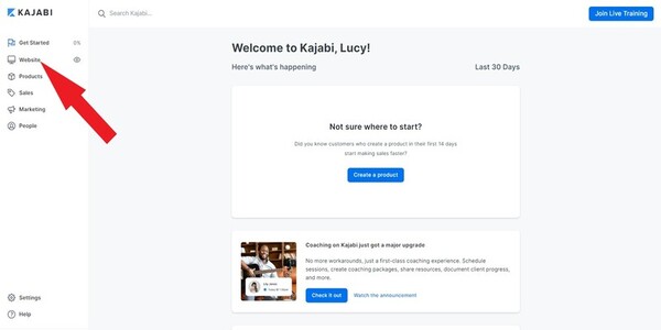 kajabi website tab