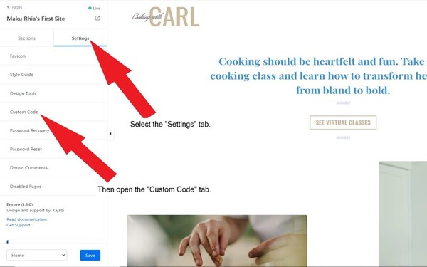 screenshot from kajabi dashboard underl pages section