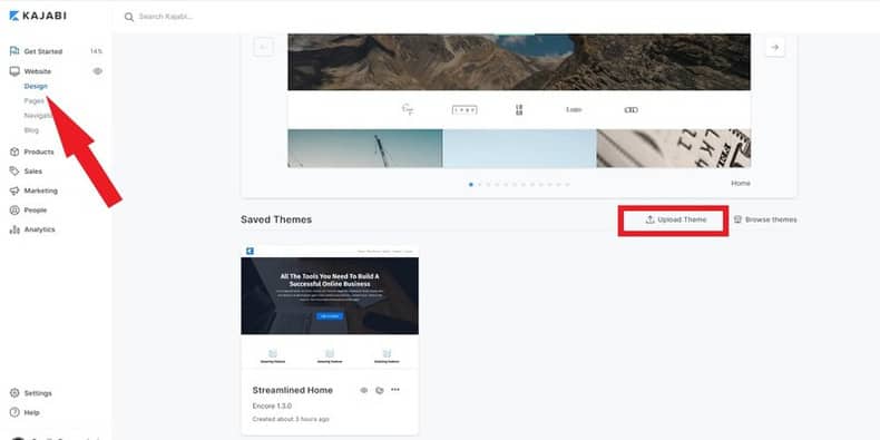 How to Add Custom Kajabi Themes Click upload theme
