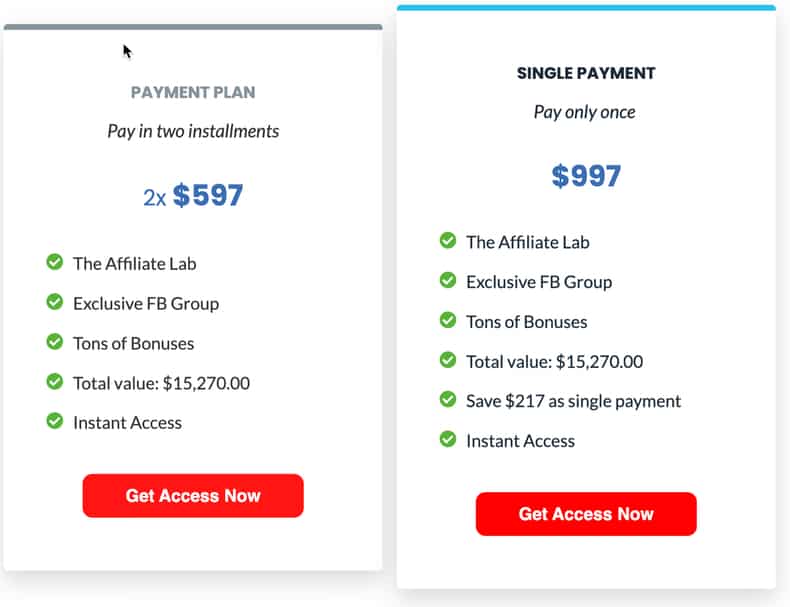 Affiliate Lab Pricing