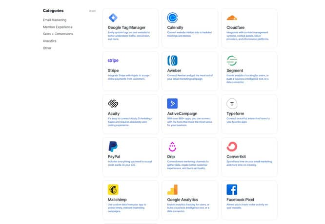 Kajabi third-party integrations